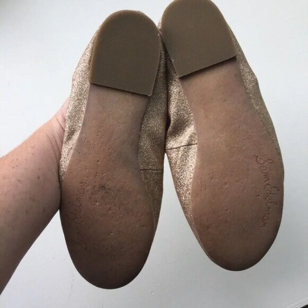 Sam‎ Edelman Glitter Gold  Ballet Flats 6.5 Womens